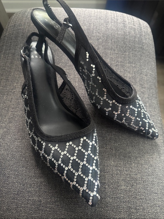a new day Shoes - a new day Black Rhinestone Mesh Pointed Slingback Flats